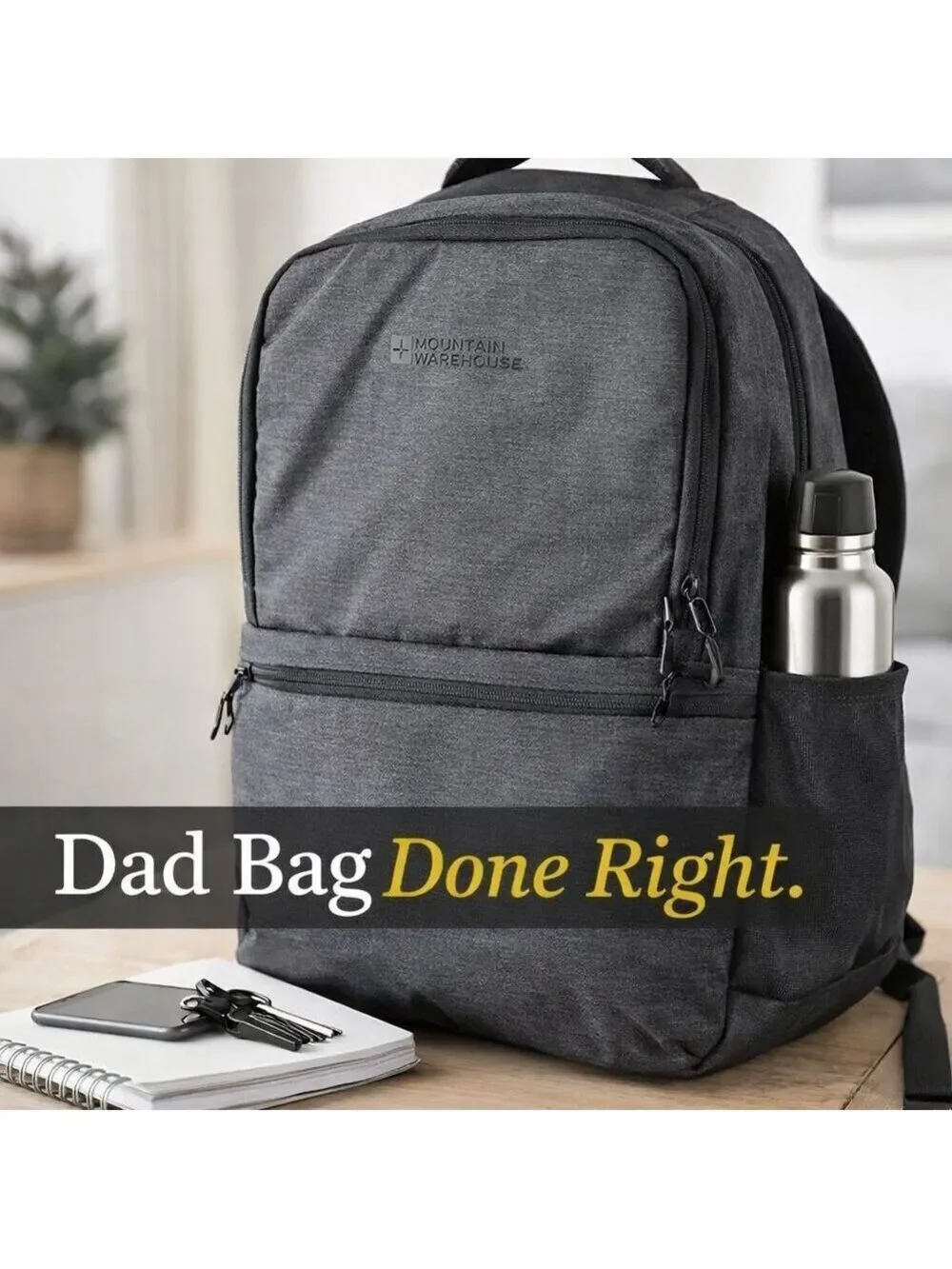 Mountain Warehouse Gray Laptop Backpack Travel Work School Separate Zip Section